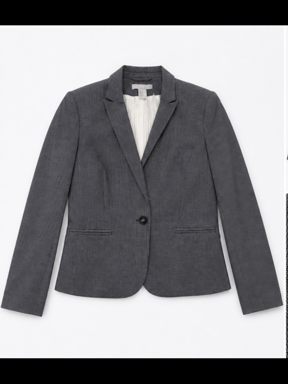 H&M Women's Gray Textured One-Button Tailored Blazer Jacket Size 12